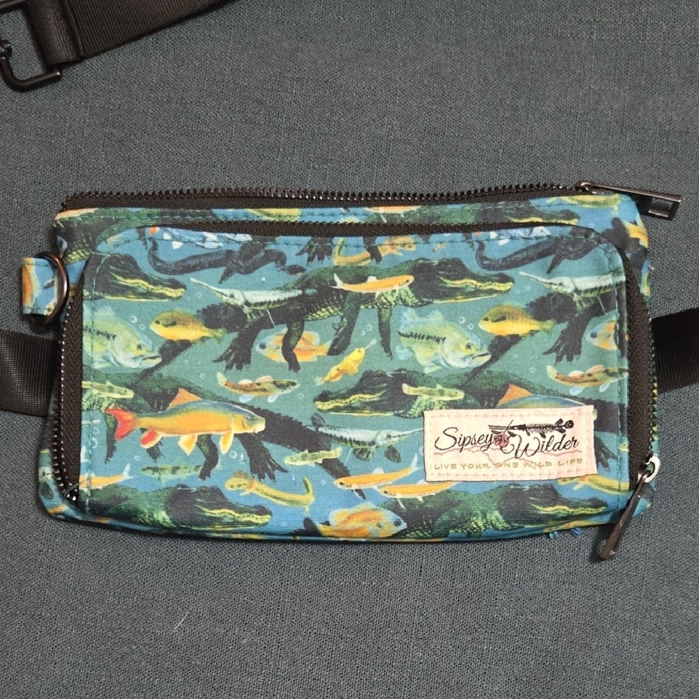 Blue Fish Print Men's Bag